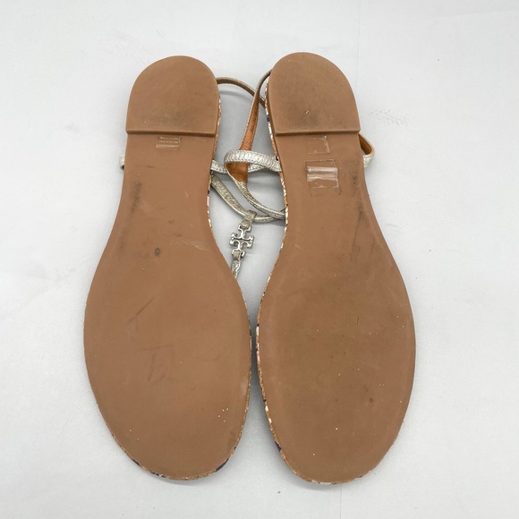 Tory Burch Womens 11M Marion Quilted T Strap Sandals Shoes‎ Cork Thong Slingback - Picture 11 of 12